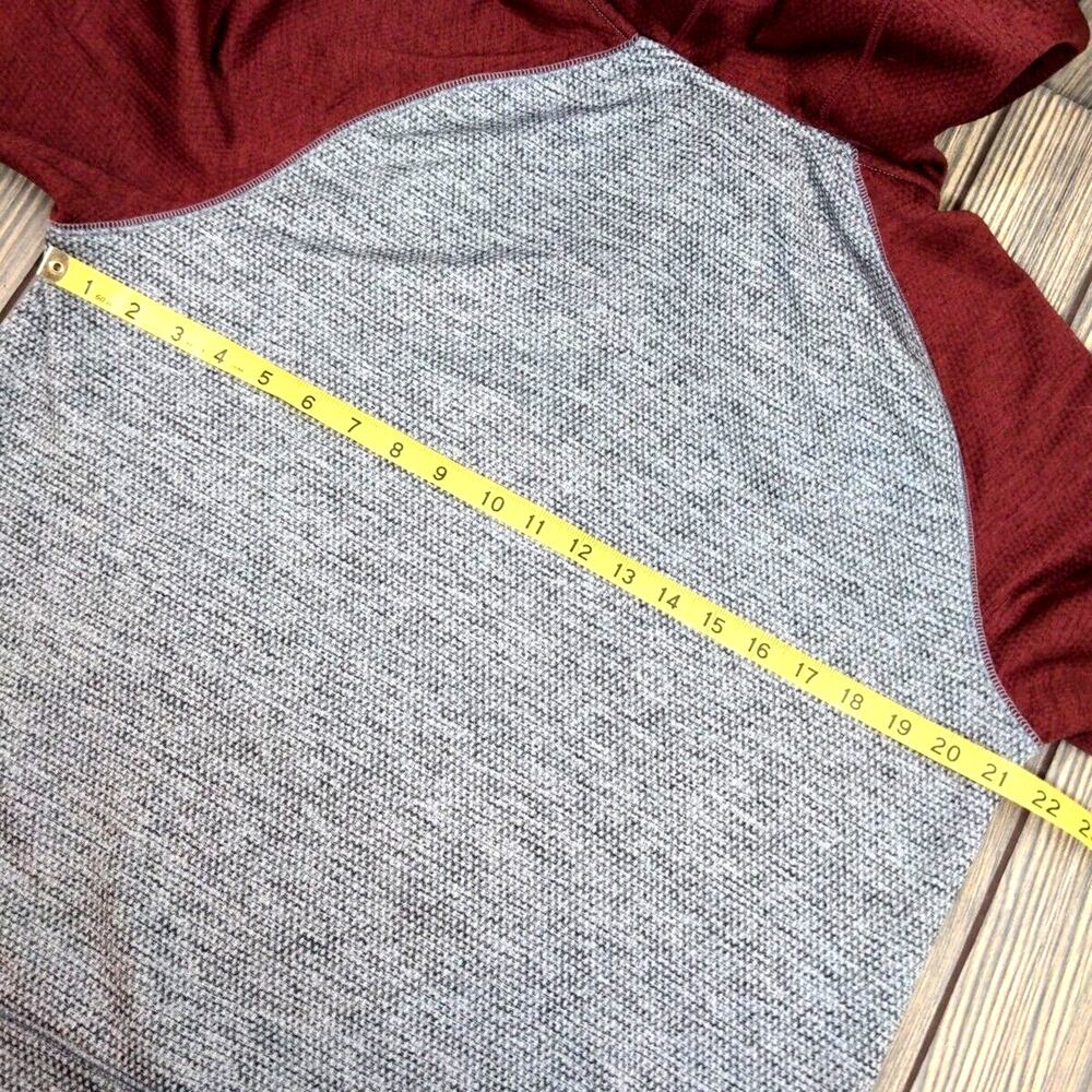 Champion Men Stadium Fleece Maroon Gray Quarter Zip Waffle Knit Hoodie‎ Men M - Picture 6 of 8